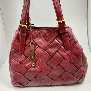 Deep Red Woven Leather Cole Haan Handbag